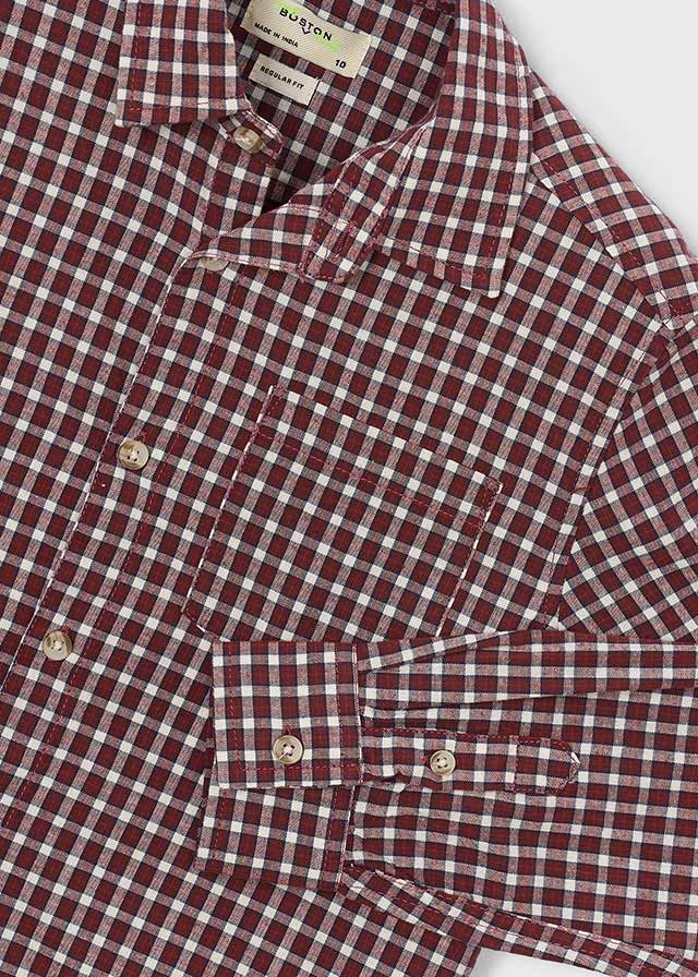 shirt l/s mini plaid - terracotta-377