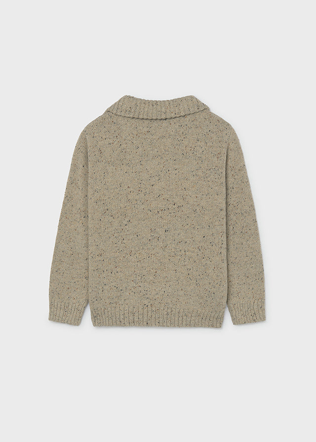 top l/s speckled knit quarter zip sweater - tweed-018