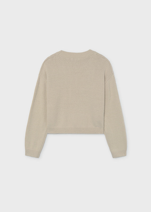 top l/s thread flower knit sweater - cream-010