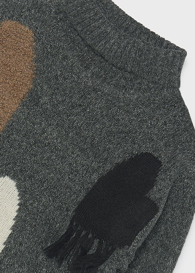top l/s chunky knit heart detail turtleneck - gray-014