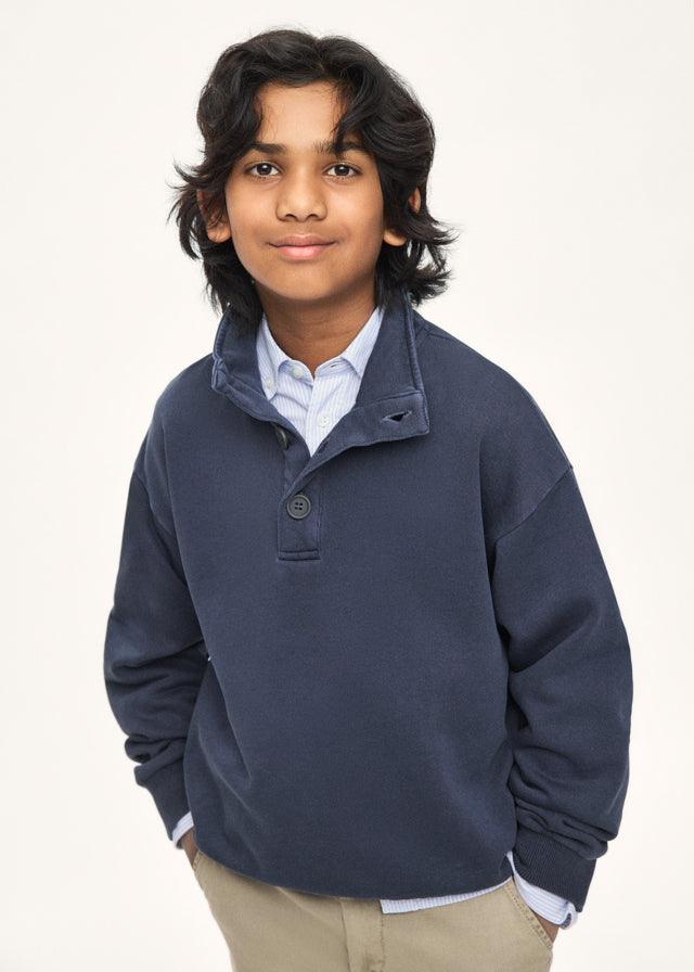polo l/s button up sweatshirt - indigo-440