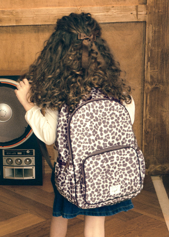 backpack leopard print with pencil case - chestnut-025