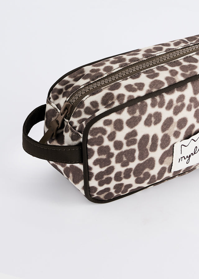 backpack leopard print with pencil case - chestnut-025