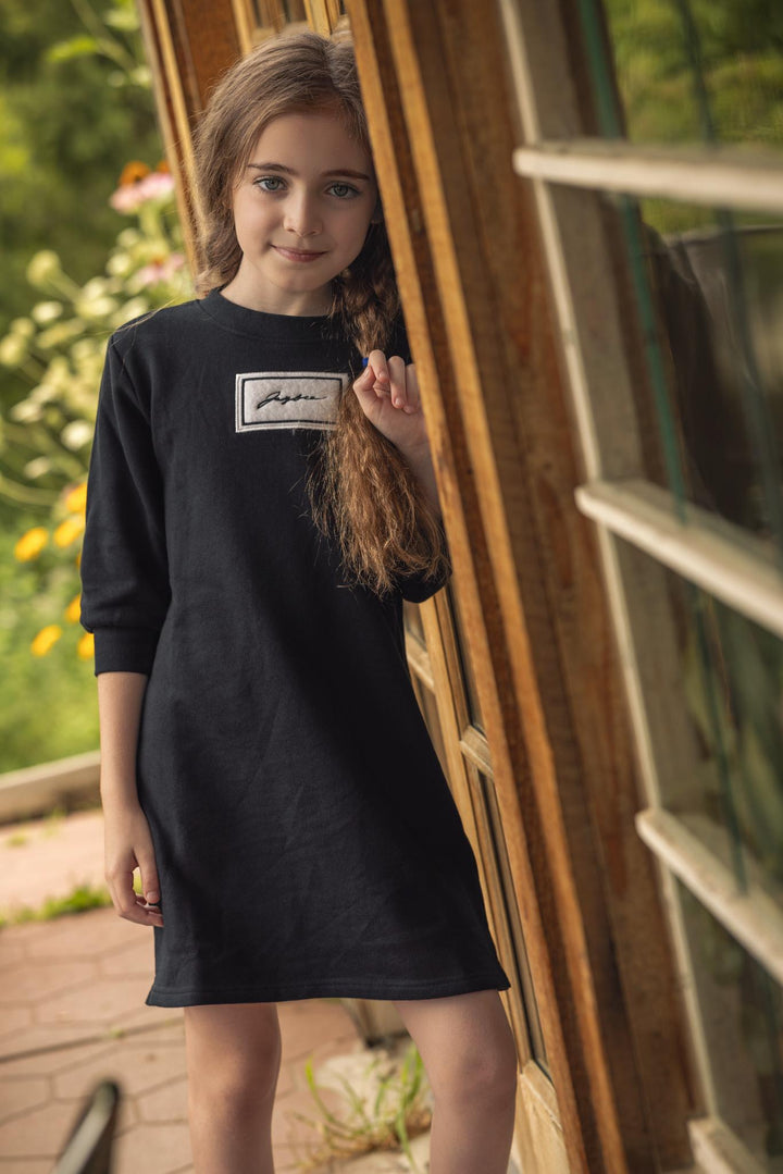 dress sherpa patch sweat - black