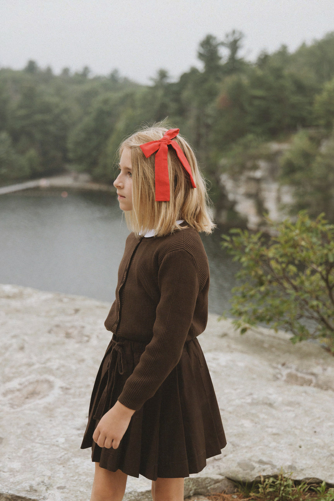 skirt pleated drawstring - brown