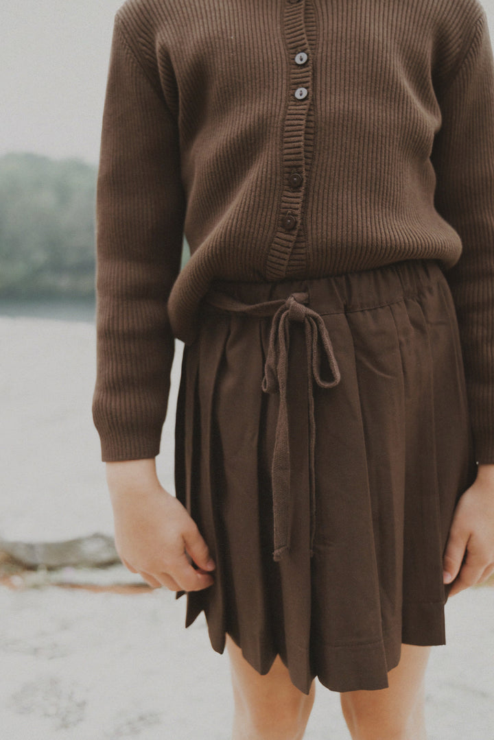 skirt pleated drawstring - brown