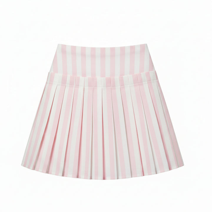 set outfit pleated balloon sleeve blouse and pleated skirt - pnk stripes-115-128