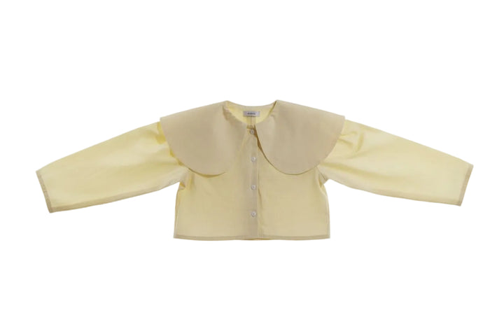 set outfit big collar blouse and bubble hem skirt - lemon-117-129
