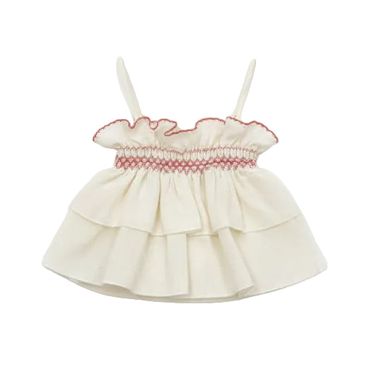 set outfit stitch ruffle tank and bloomers - natural/red