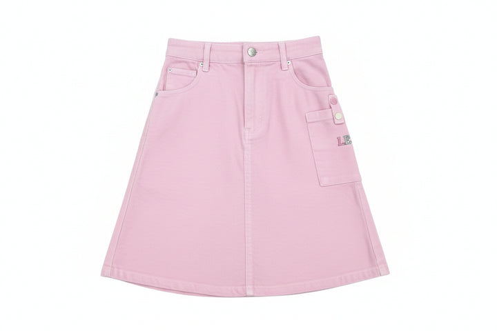 skirt denim snaps with side pocket - pale pink-81