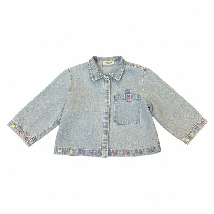 shirt l/s cropped denim snaps - light blue-86