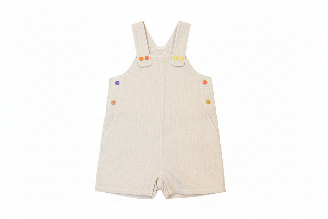 one piece denim snaps overall - ecru-82