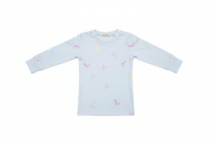 tee l/s scattered logo - light blue-86