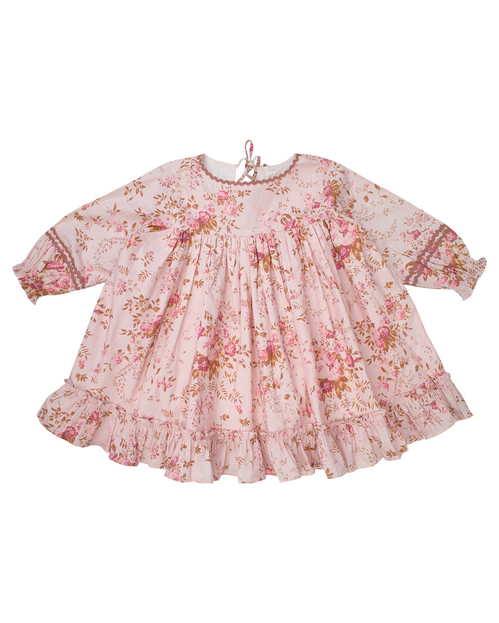 dress high waisted floral ric rac detail - big flowers
