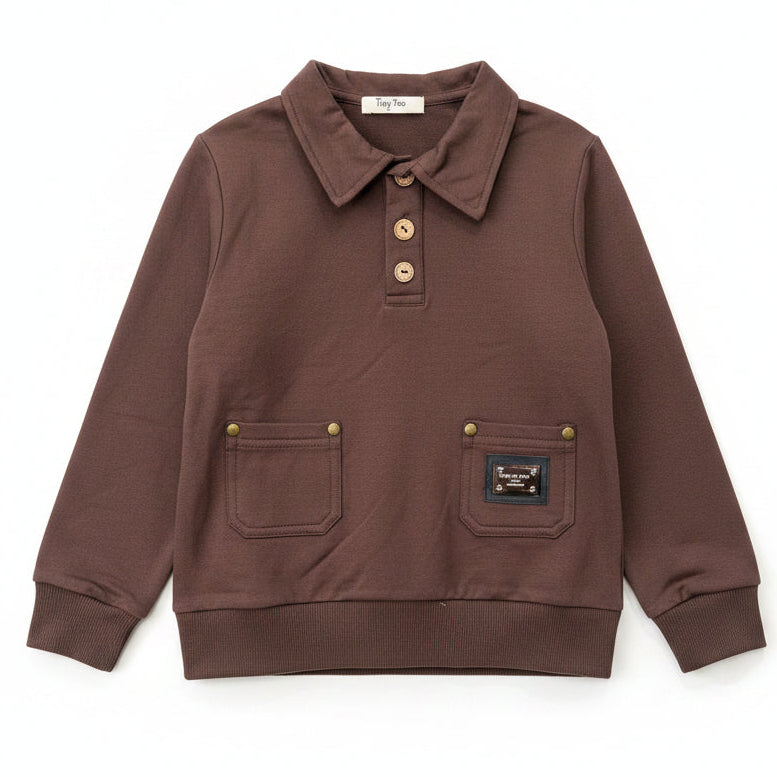 polo l/s chino pocket sweatshirt - mocha