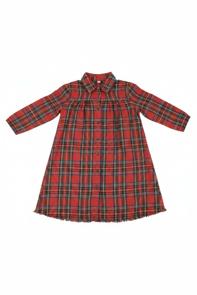 dress washed scottish plaid shirt style - red