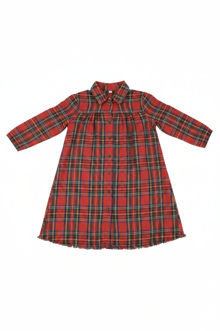 dress washed scottish plaid shirt style - red