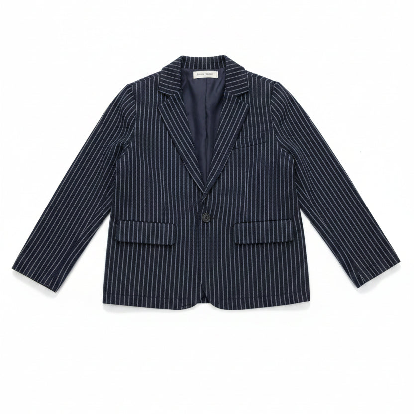 blazer knit pinstriped lapel - navy/grey