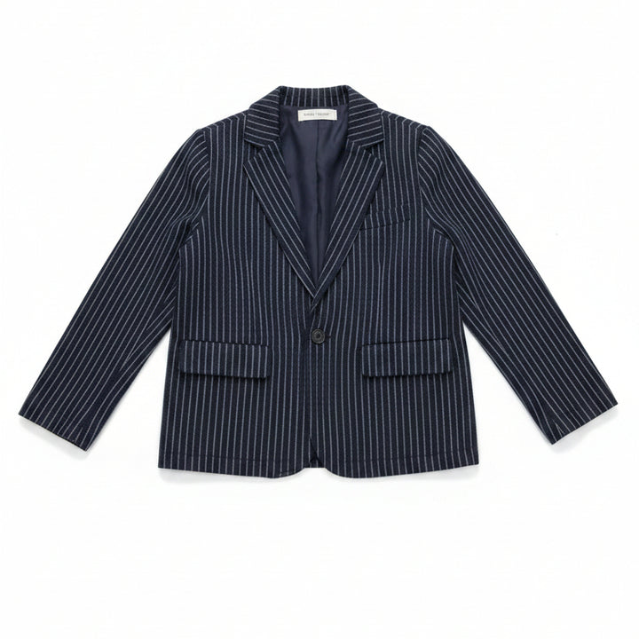 blazer knit pinstriped lapel - navy/grey