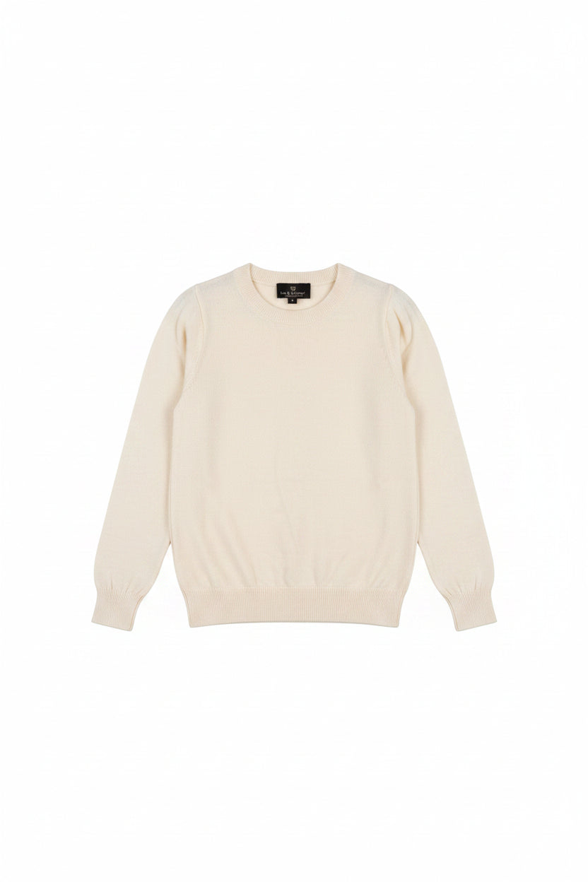 top l/s knit solid crew neck - ivory