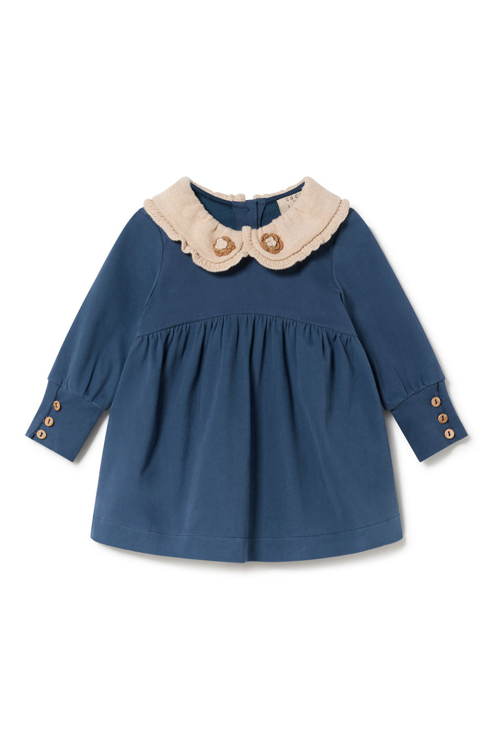 dress velvet crochet collar - dark denim