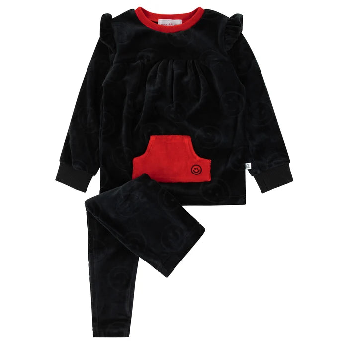 pajamas velour sleepy smiles - black/red