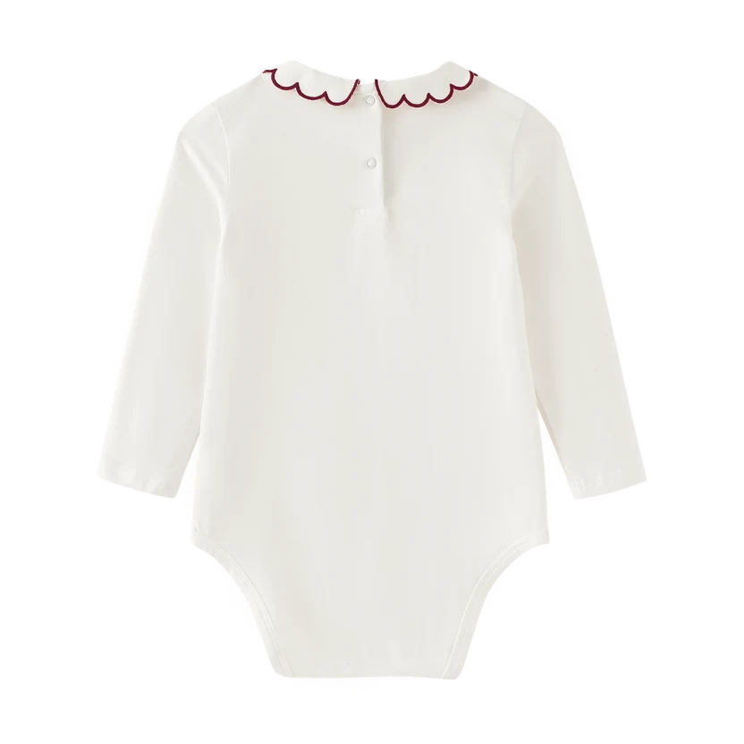 onesie scalloped collar - burgundy