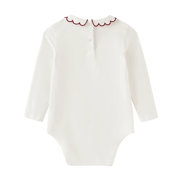 onesie scalloped collar - burgundy