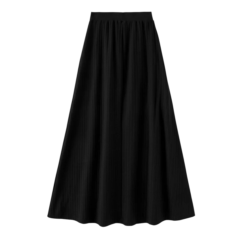 skirt ribbed maxi - black