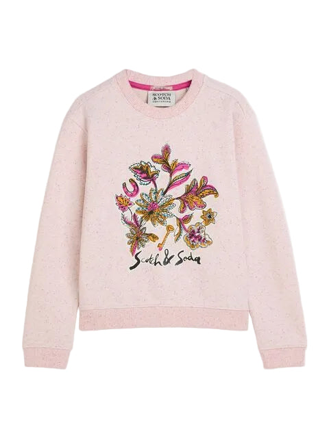 top l/s speckled graphic logo sweatshirt - eggnog-270