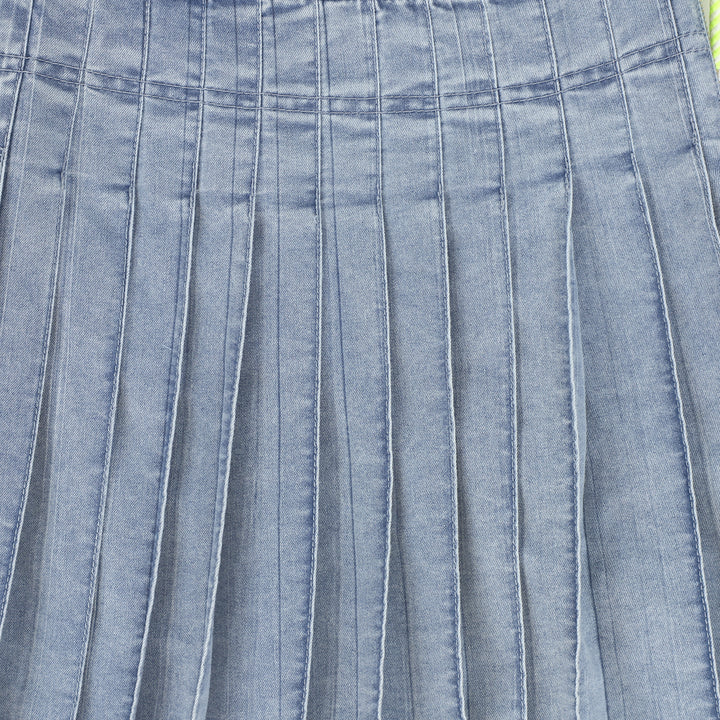 skirt pleated with size zipper - light blue denim