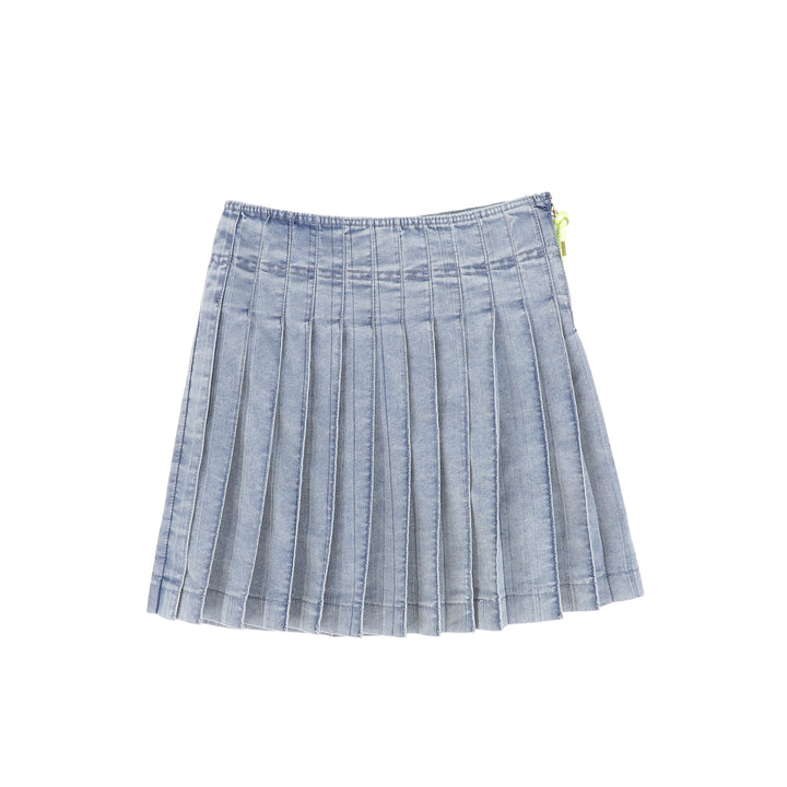skirt pleated with size zipper - light blue denim