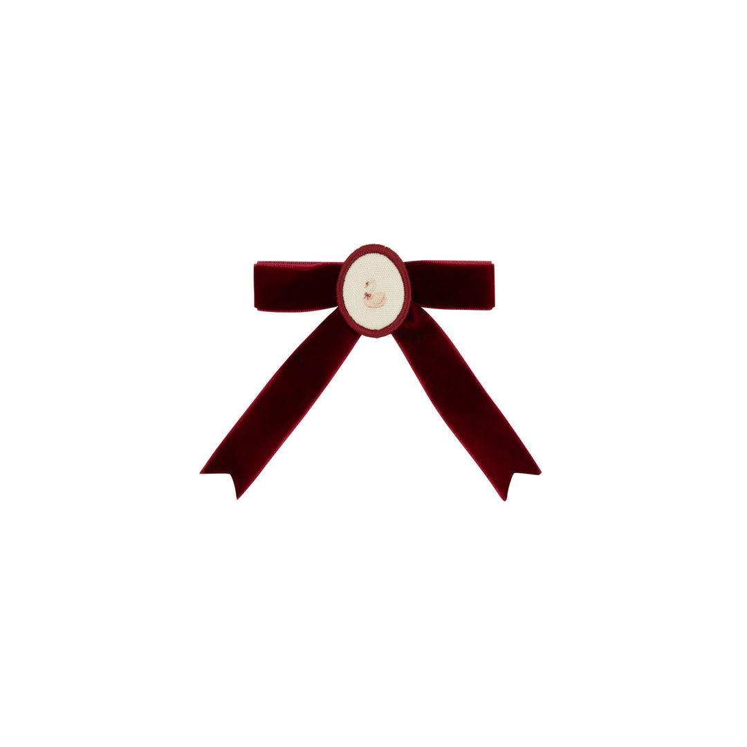 clip storybook velvet bows - burgundy