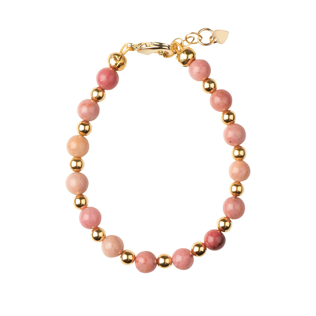 bracelet blush dye w gold beads - blush/gold