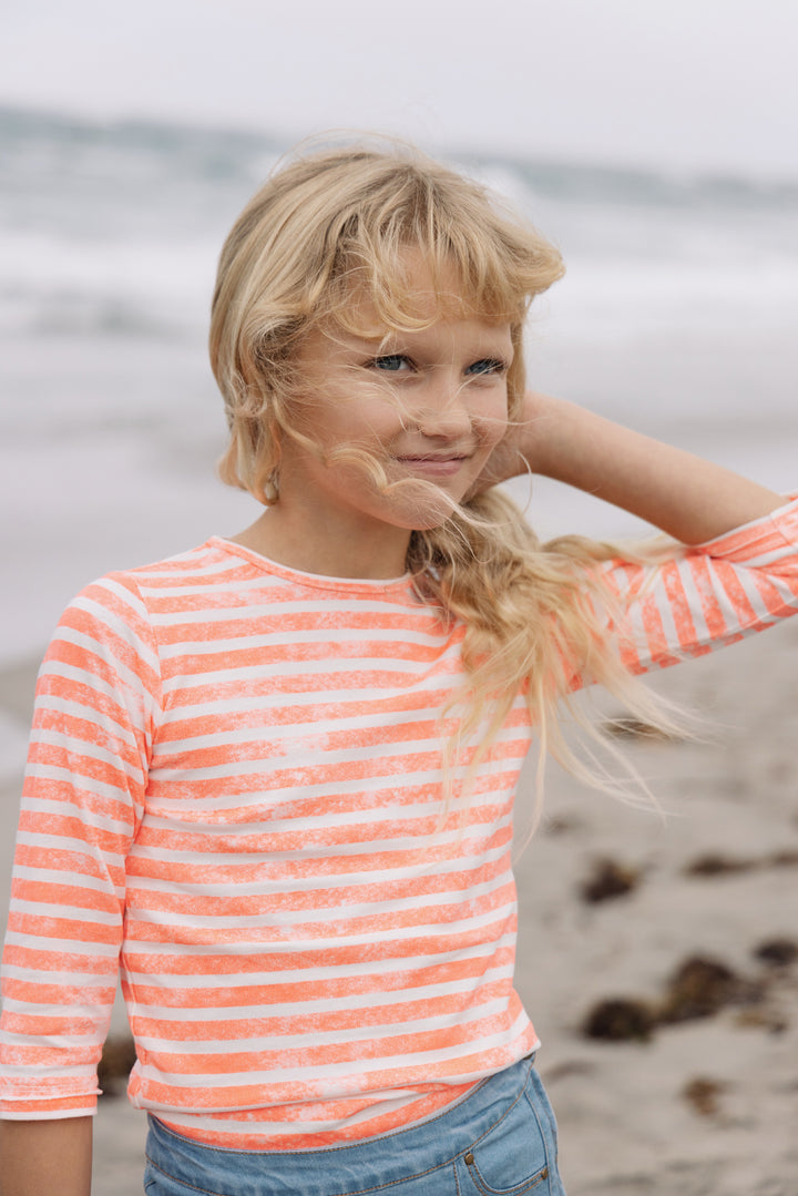 tee 3/4 striped neon - neon pink