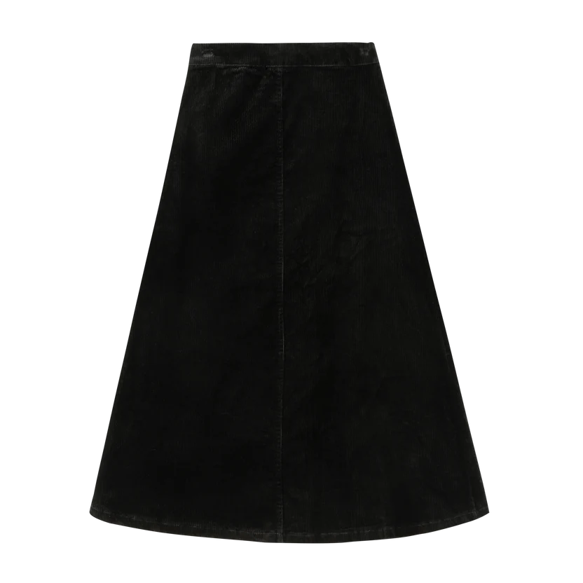 skirt corduroy with pockets - black