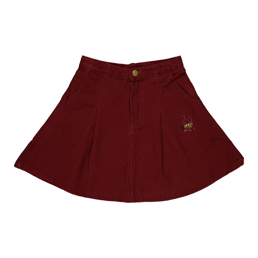 skirt pleated with logo - burgundy