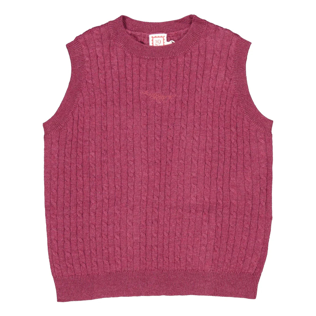 vest cable knit - wine
