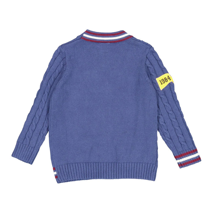 cardigan patchwork cable - navy