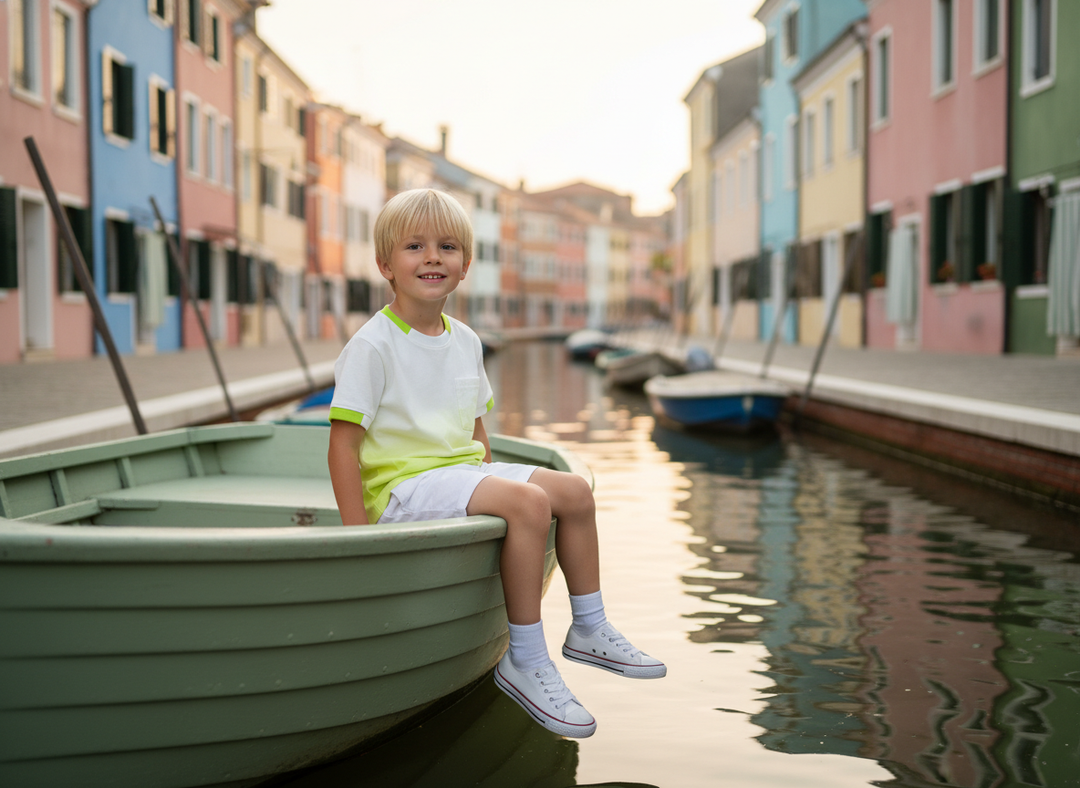 tee s/s ombre with color trim - lemon