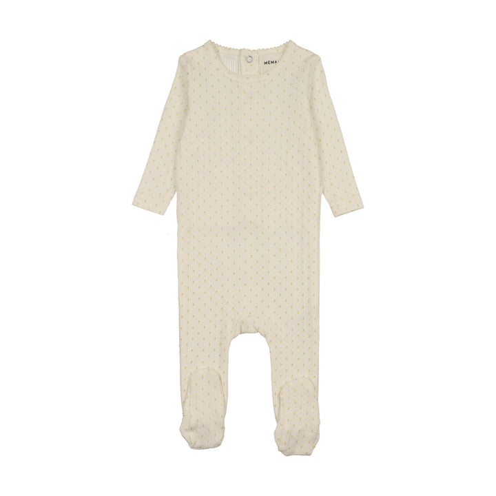 footie pointelle tulip print - yellow