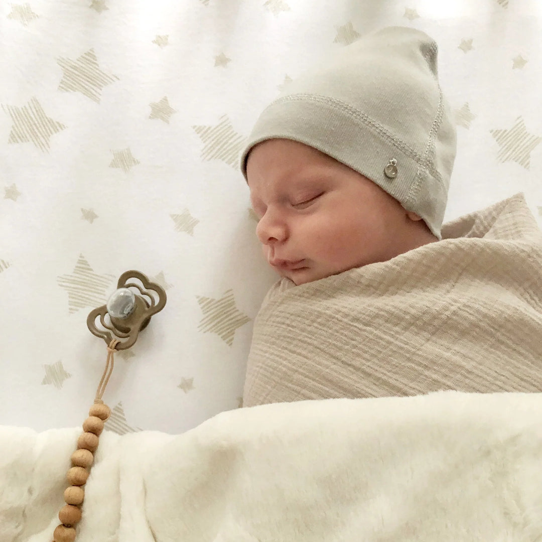 sheet cotton crib/toddler drawn star - tan