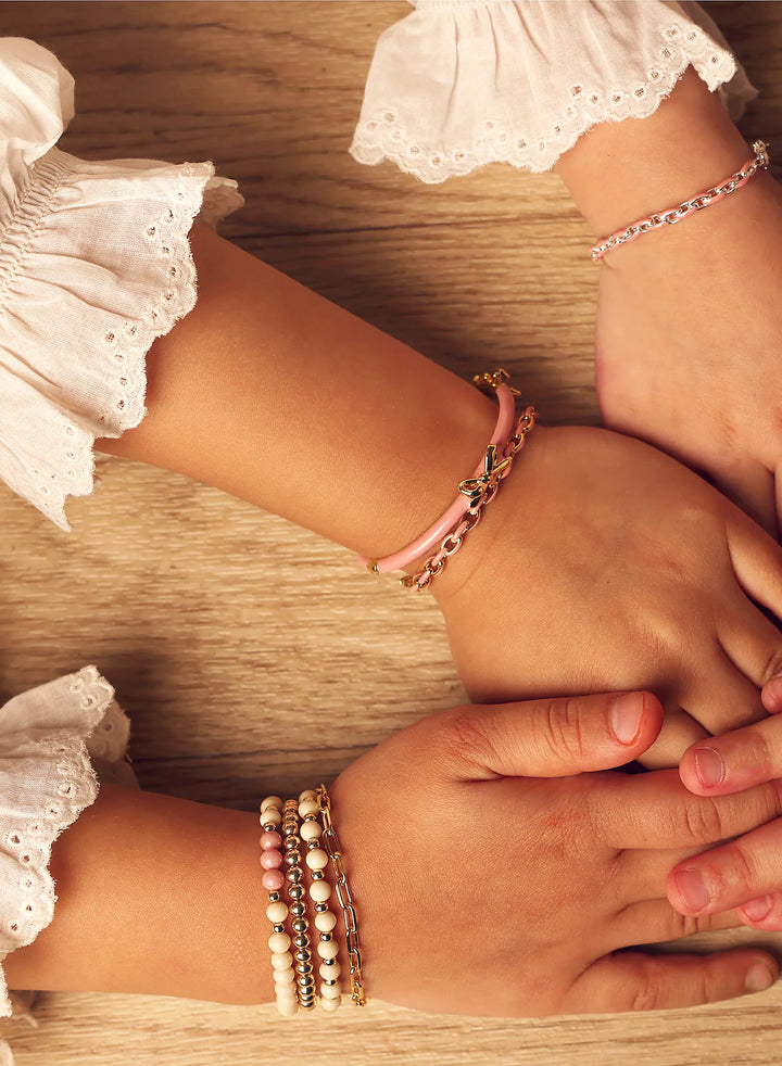 bracelet enamel link - pink/silver