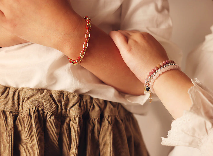 bracelet enamel link - red/gold