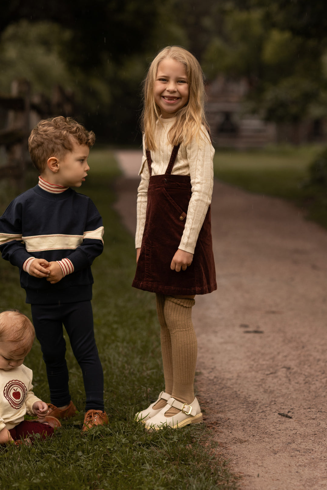 dress corduroy suspender jumper - brick