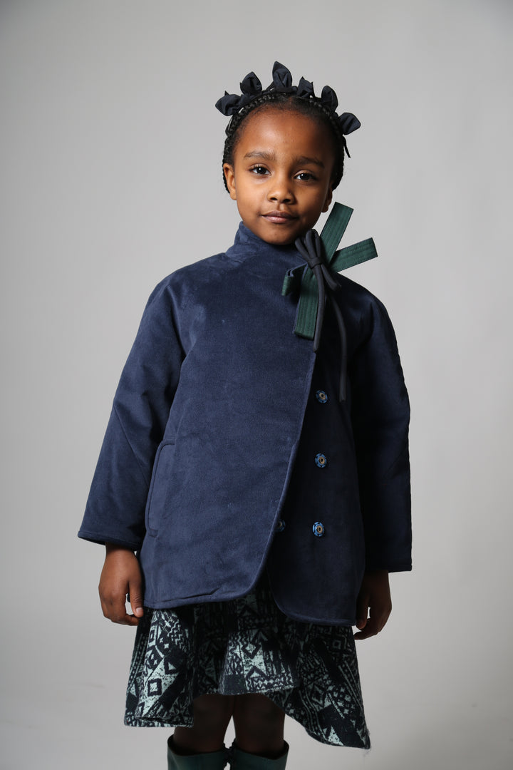 jacket long wrap bow - sapphire