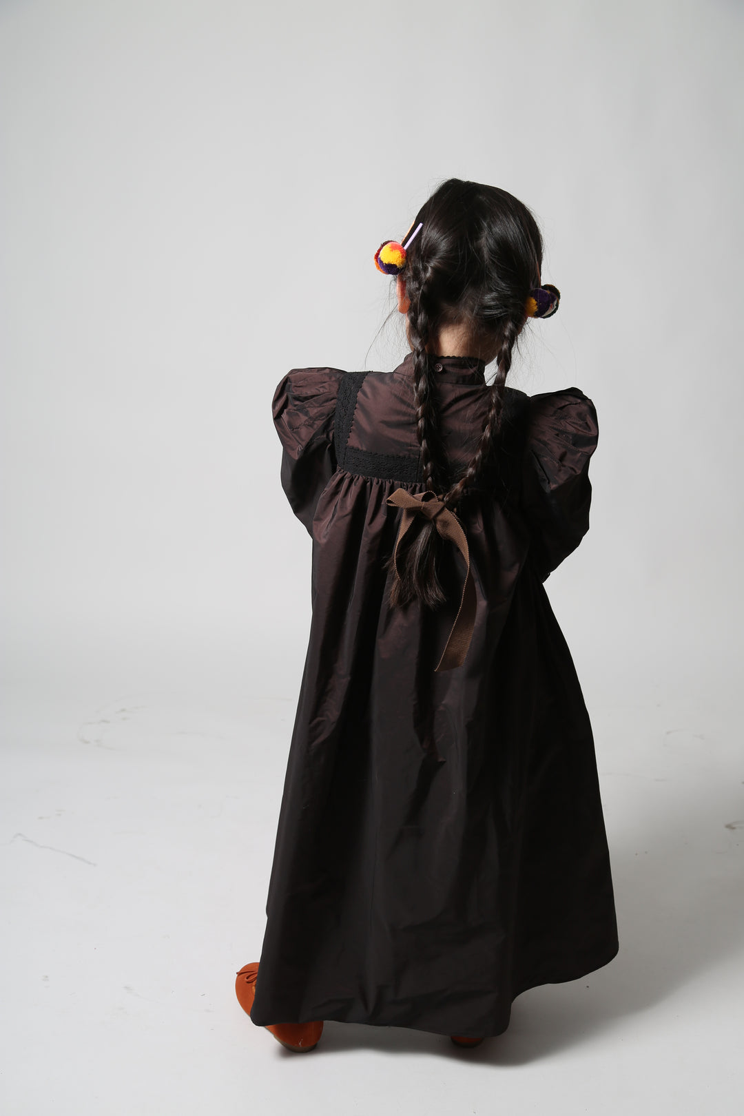 dress tafetta lace yoke - raisin