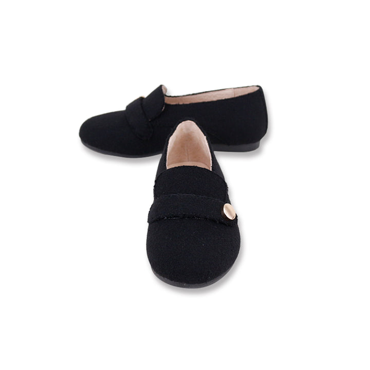 shoes wool button loafer - black