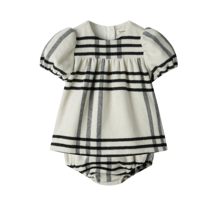 plaid bloomer set - creme plaid