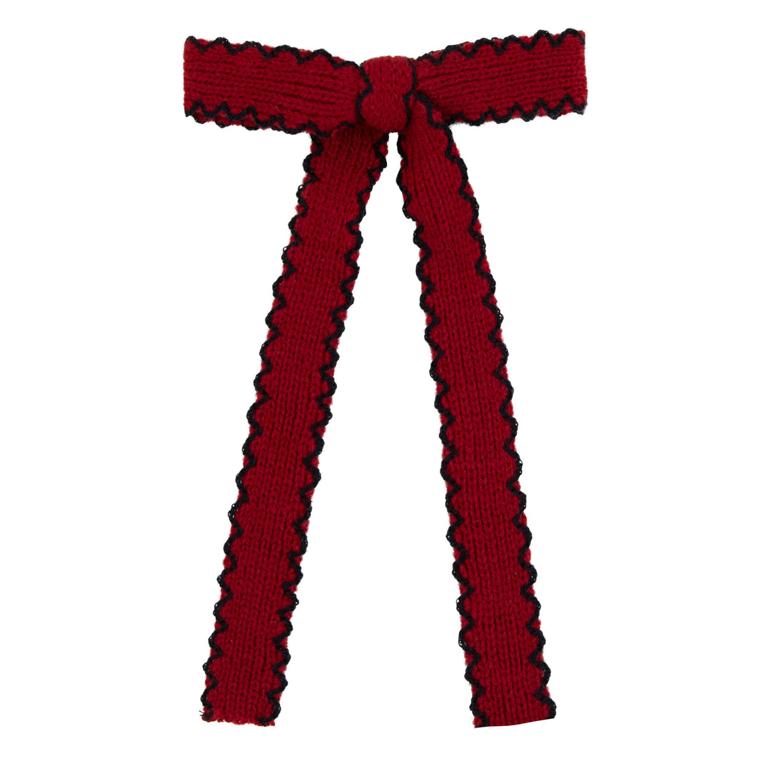 clip edged knit bows - burgundy